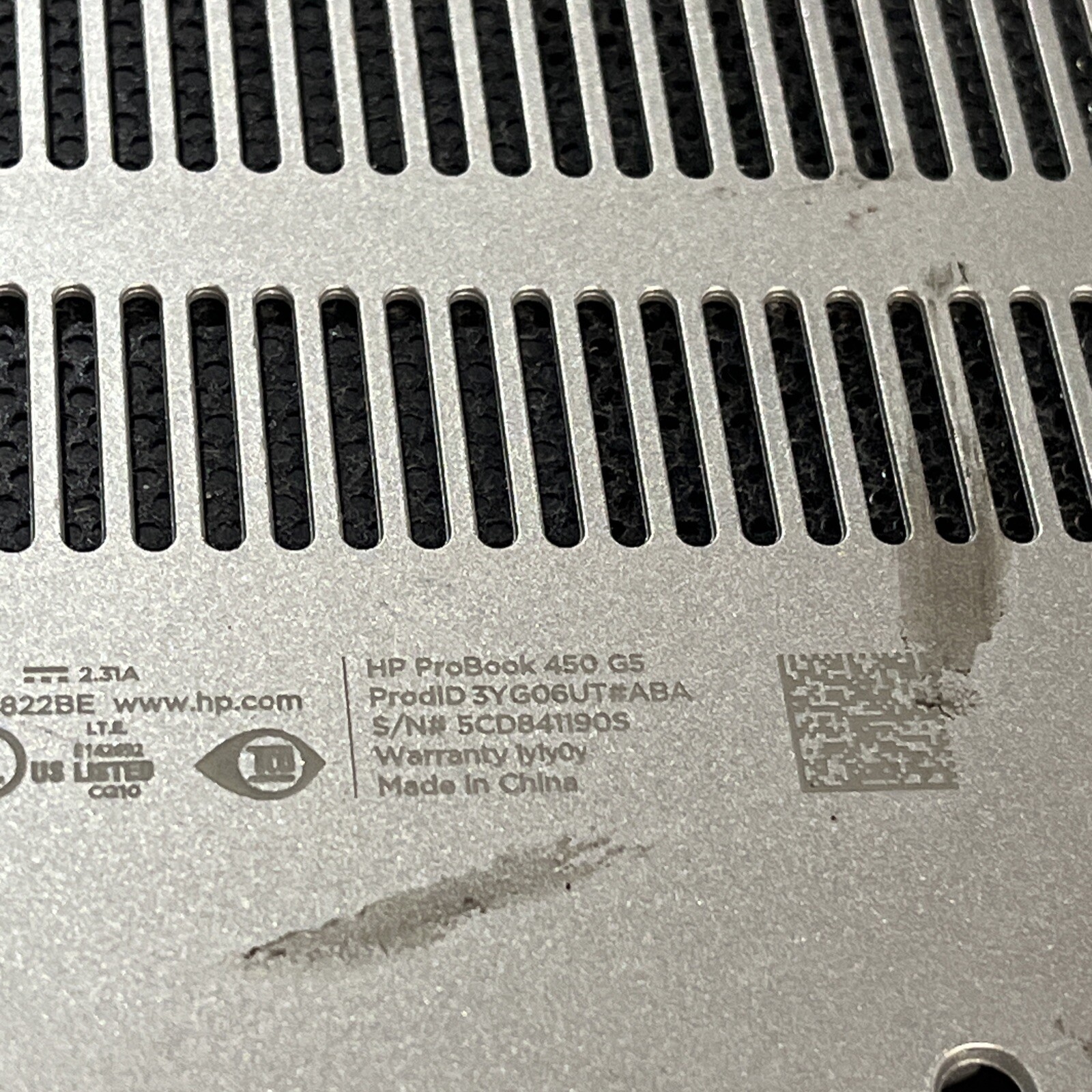 HP PROBOOK 450 G5 INTEL CORE I3-7020U 2.30GHZ 8GB RAM NO HD .