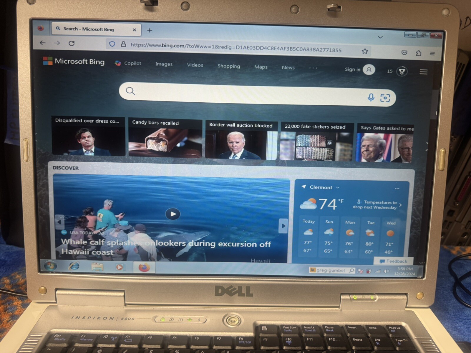 Dell Inspiron 6000 Laptop, 15.1 TFT, Win10Home, Celeron 1.33, 80GB, 2GB, DVD-RW