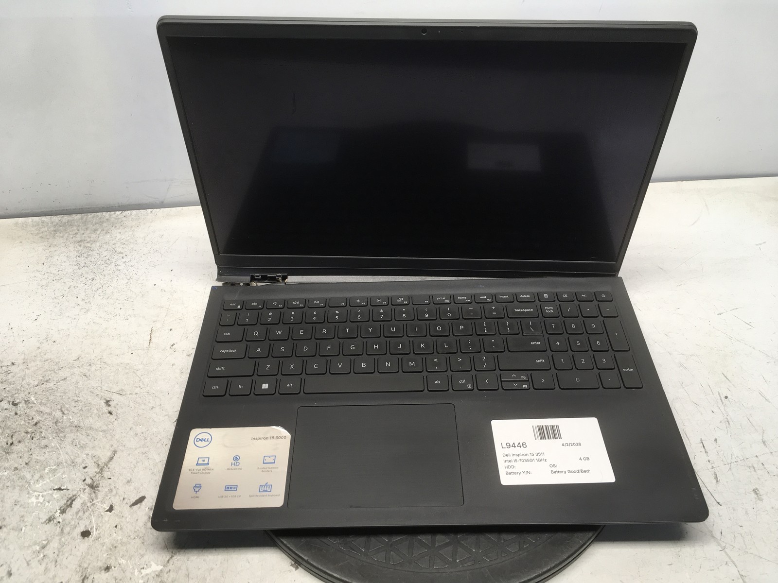 Dell Inspiron 15 3511 Intel i5-1035G1 1GHz 4 GB NO HDD No Batt