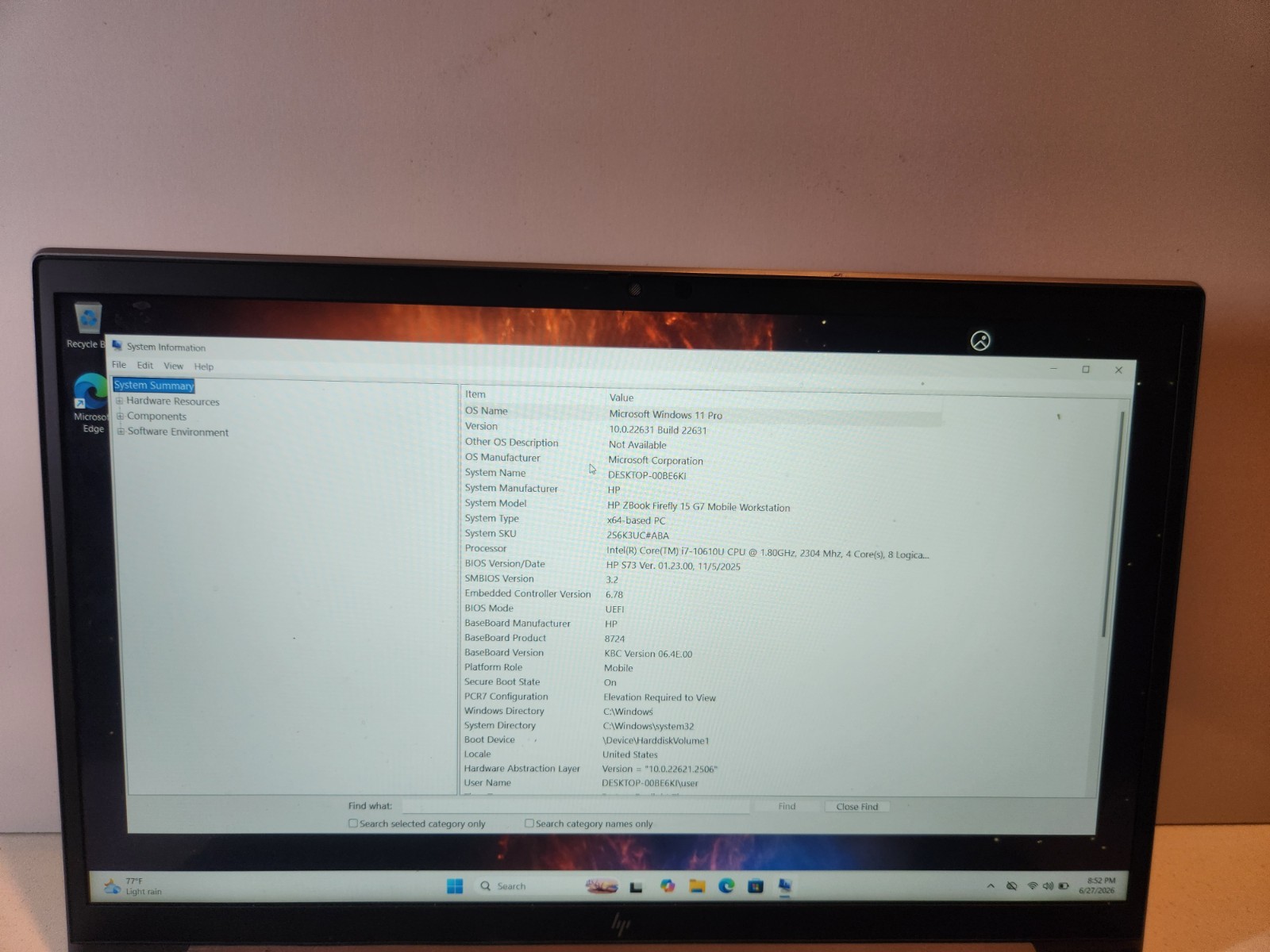 HP ZBook Firefly 15 G7 i7 10810U 16GB 512GB SSD Touch Win 11 Pro Fingerprint