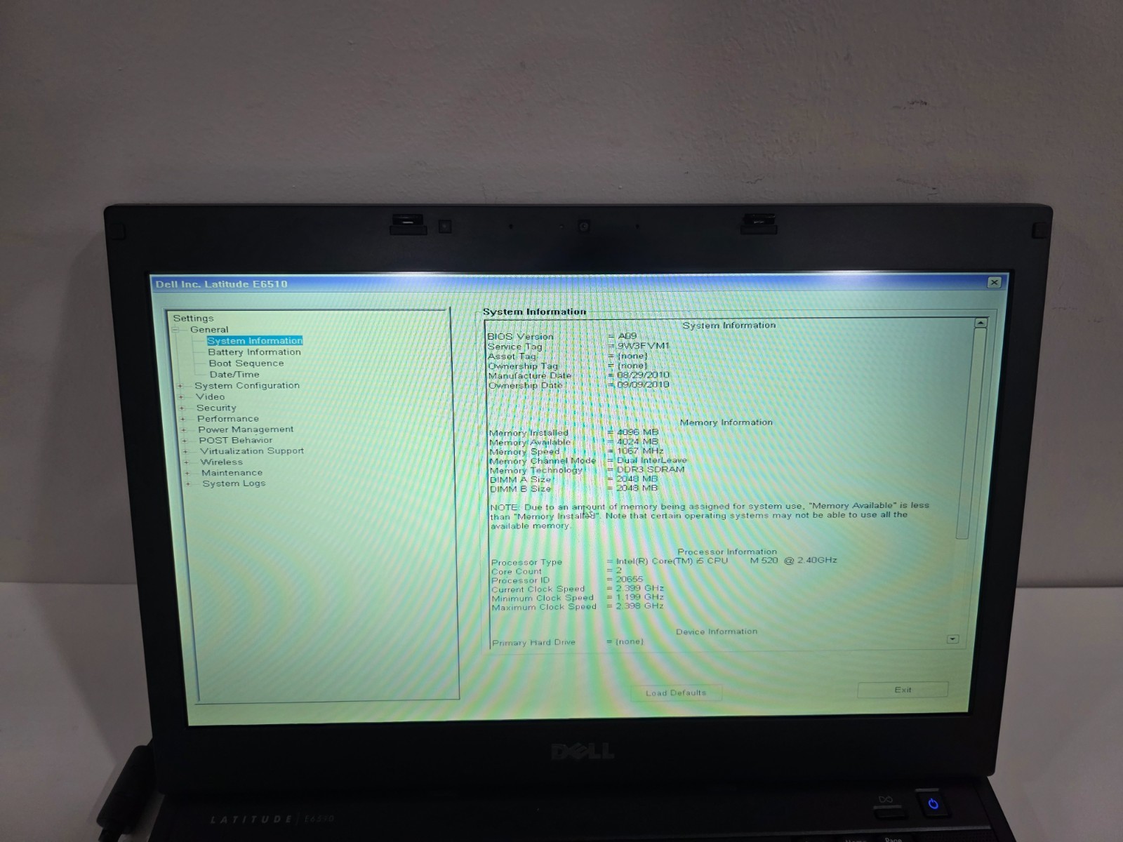Dell Latitude E6510 Intel Core i5 CPU M 520 4GB Webcam