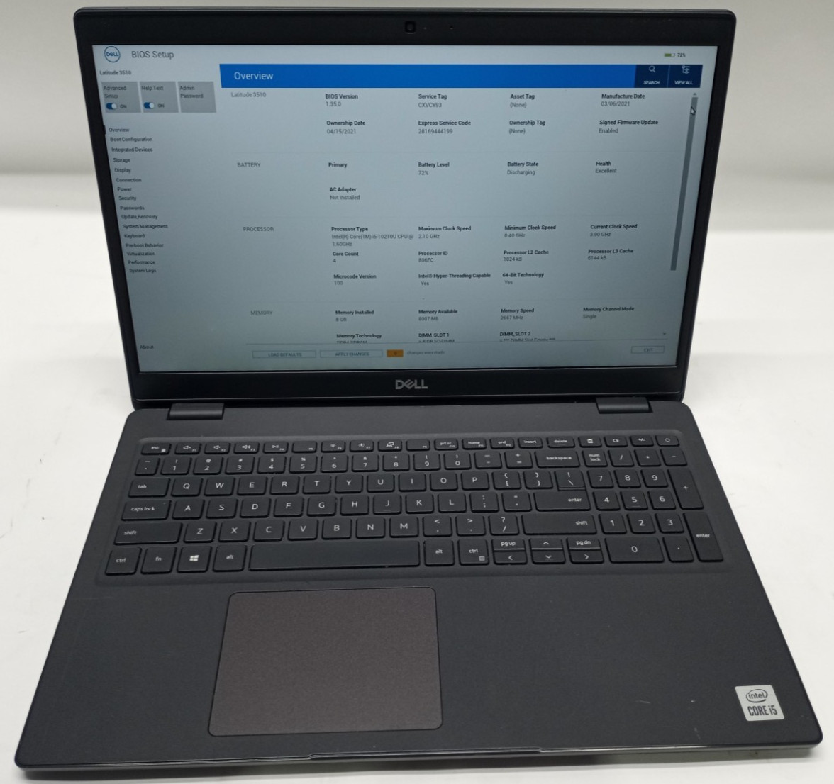 Dell Latitude 3510 15.6″FHD i5-10210U@1.6GHZ 8GB RAM 256GB NVMe Win11Pro MC567*!