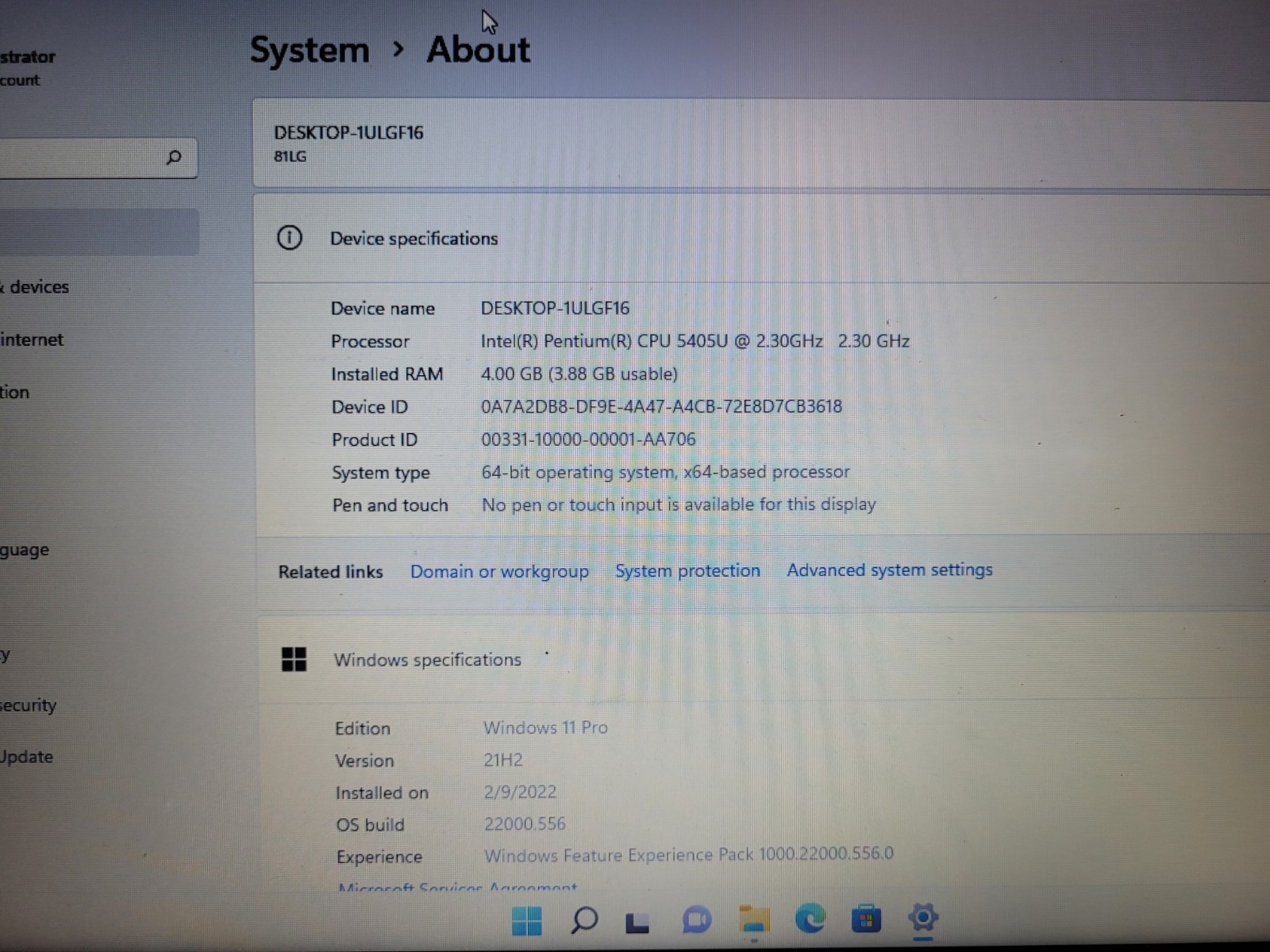 Lenovo ThinkPad L340-15Iwl 15.6″pentium 5405u 2.3ghz 4gb ram 256gb ssd PF1CT35W`