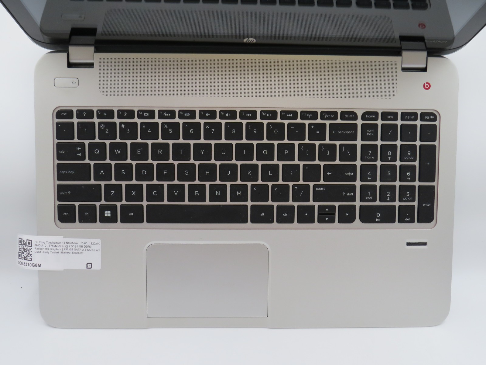 HP Envy TS A10-5750M @ 2.5Ghz 8GB DDR3 256 GB SSD 15.6″ No OS/AC