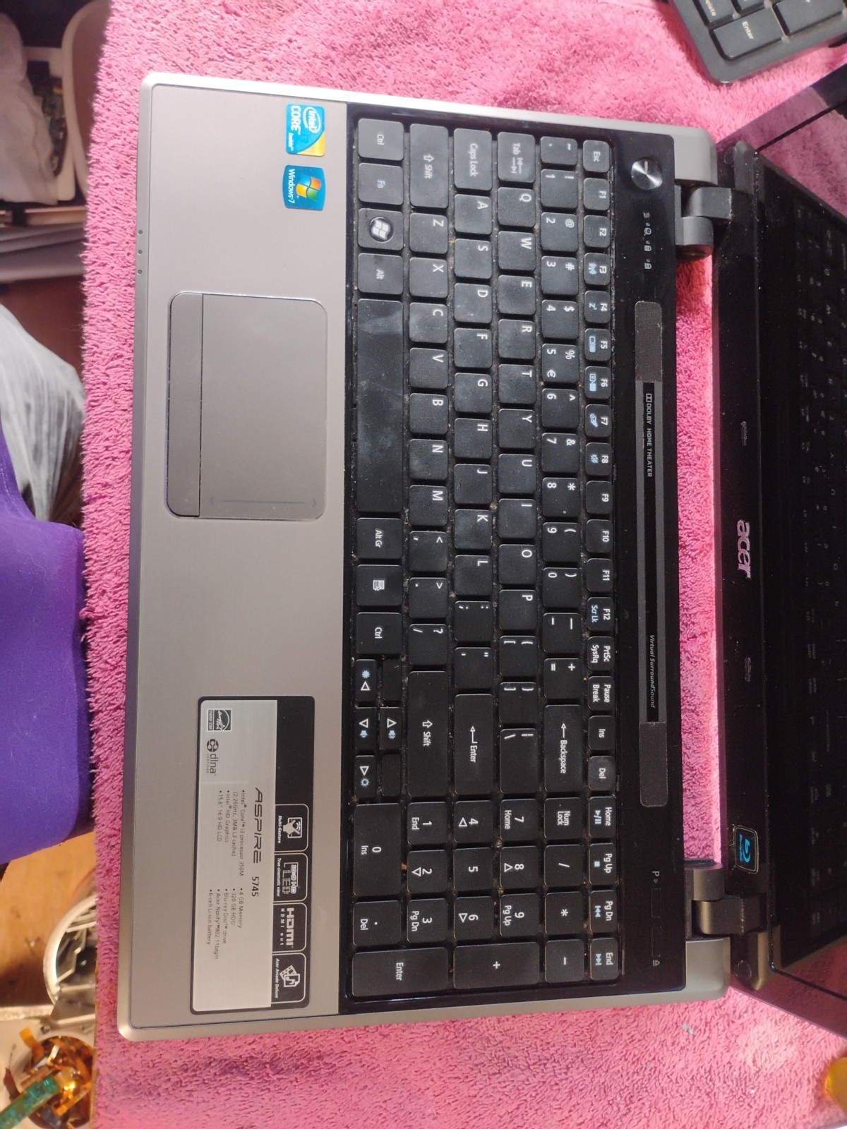 Acer Aspire 5745-5425 non-working for parts – used