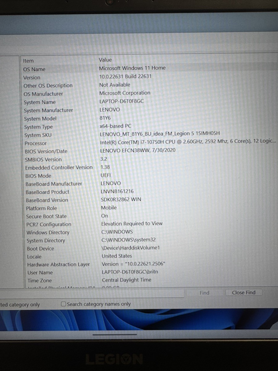 LENOVO LEGION 5 15IMH05H (B04039962)