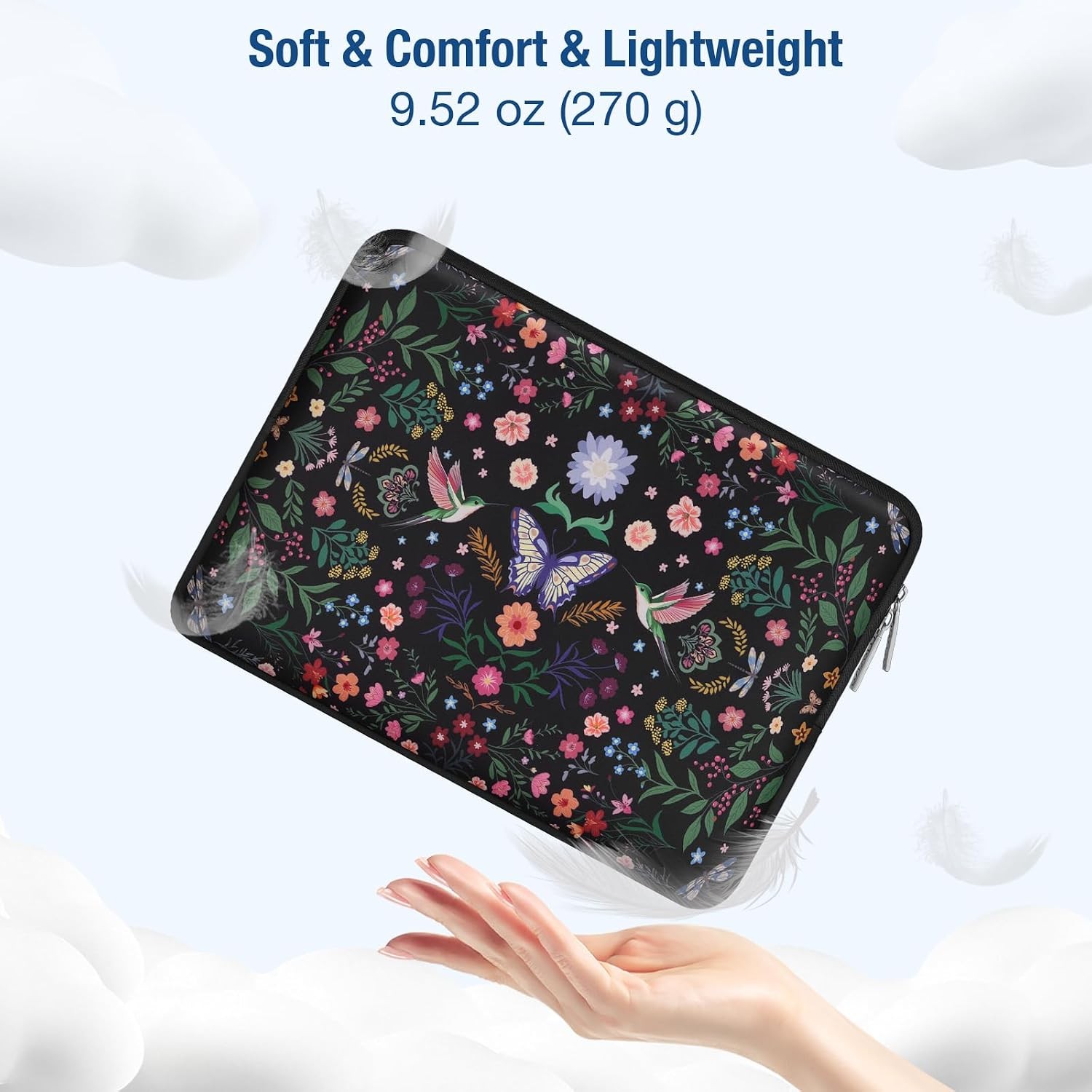 Black Laptop Sleeve Bag for 13-14 inch Laptops, Fits MacBook Air/Pro, Neoprene