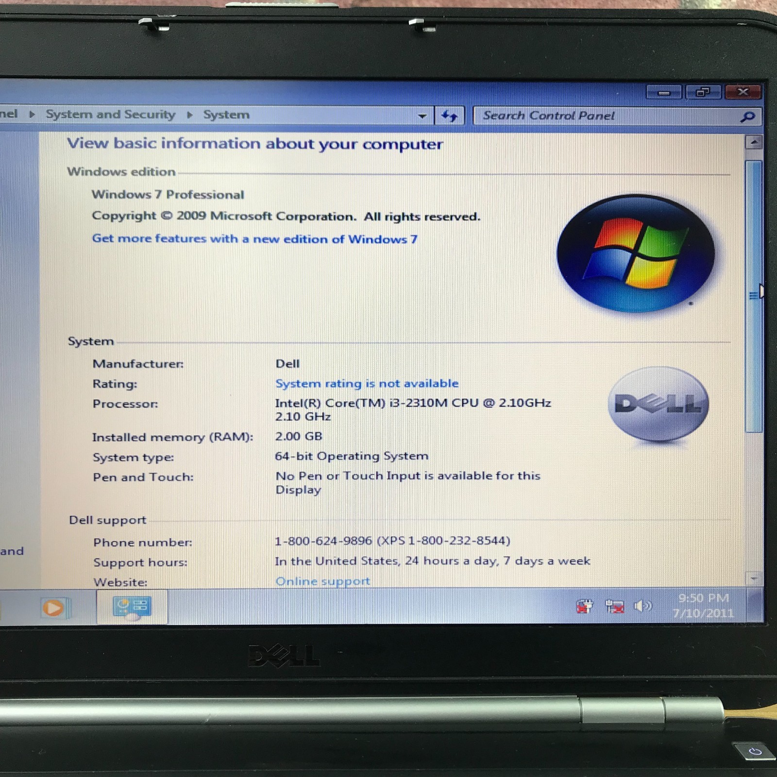 Dell Latitude 15.6″ Retro Gaming Laptop i3-2310M 2.10GHz 2GB RAM (Windows 7 Pro)
