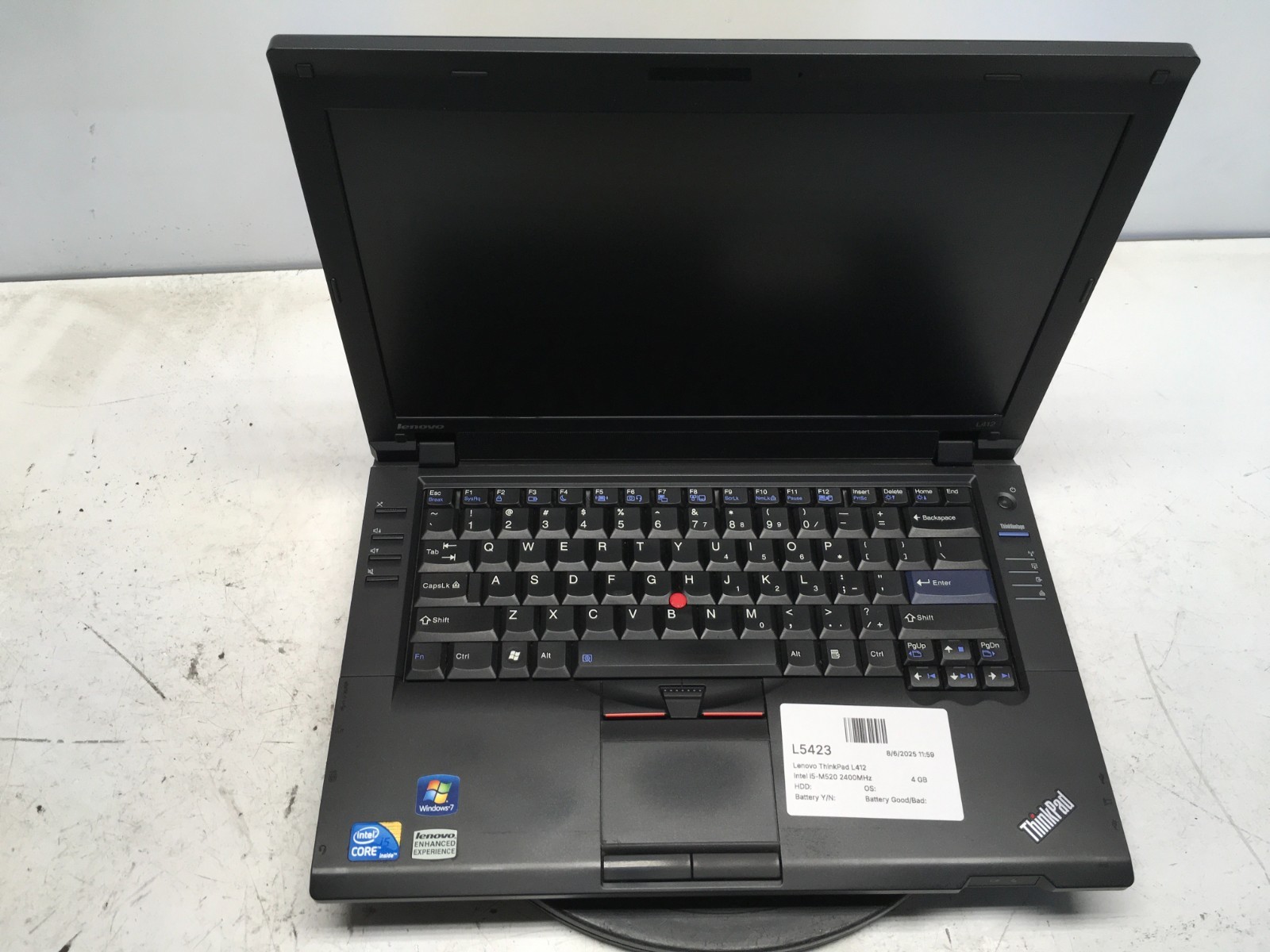 Lenovo ThinkPad L412 Intel i5-M520 4 GB NO HDD/Battery
