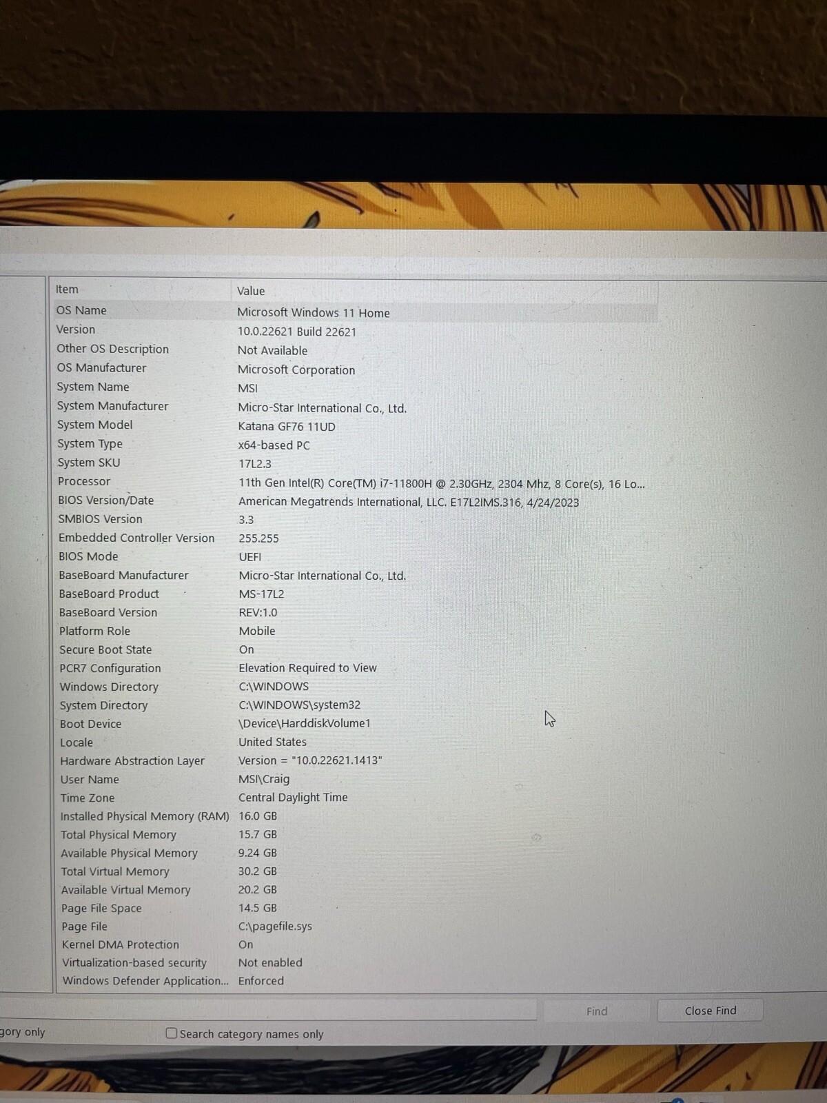 MSI Katana GF76 15.6″ (512GB SSD, Intel Core i7 11th Gen., 2.30 GHz, 16GB)…