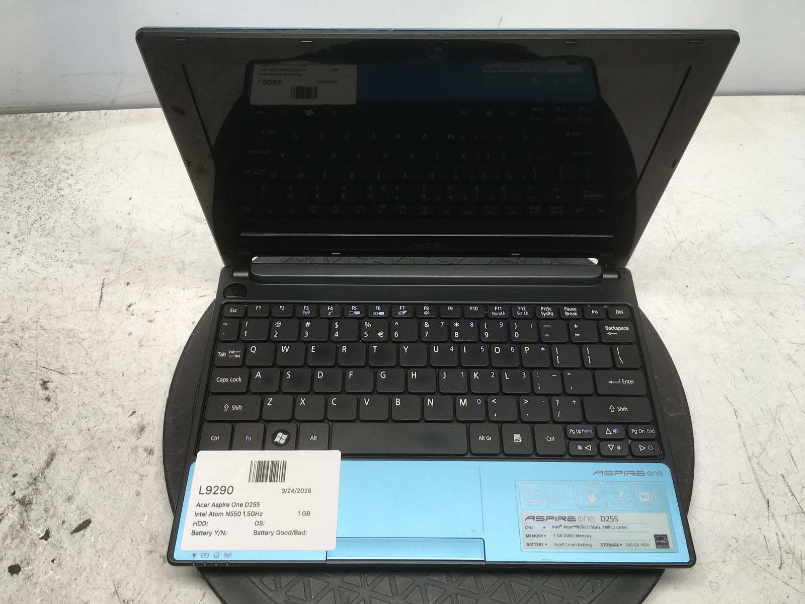 Acer Aspire One D255 Intel Atom N550 1.5GHz 1 GB NO HDD No Batt