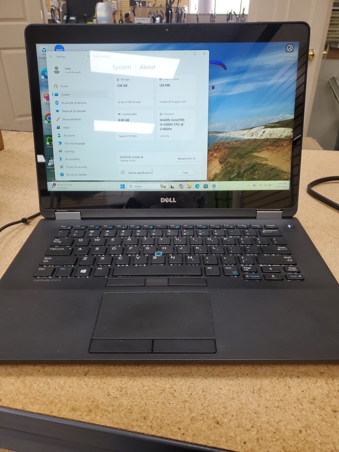 Dell Latitude E7470 Touch 256GB SSD i5-6300U, 8GB RAM W11pro 042826-1