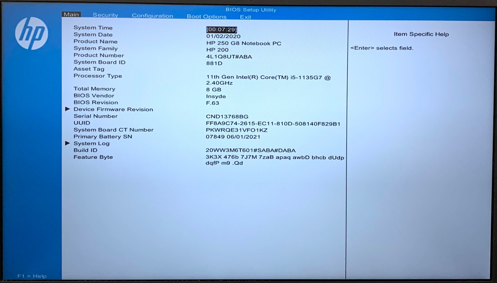 HP 250 G8 15.6″ Laptop i5-1135G7, No RAM/Storage, As Is