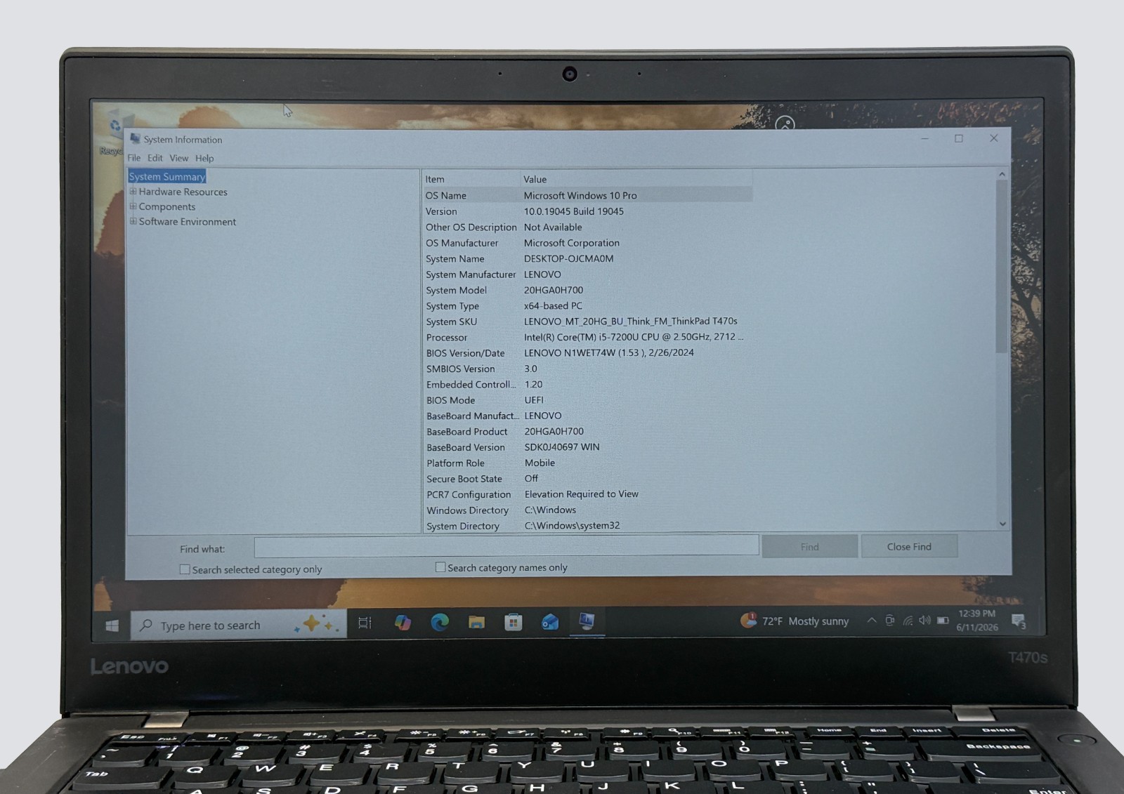 Lenovo Thinkpad T470s i5-7200u 2.5GHz 8GB RAM 128GB SSD