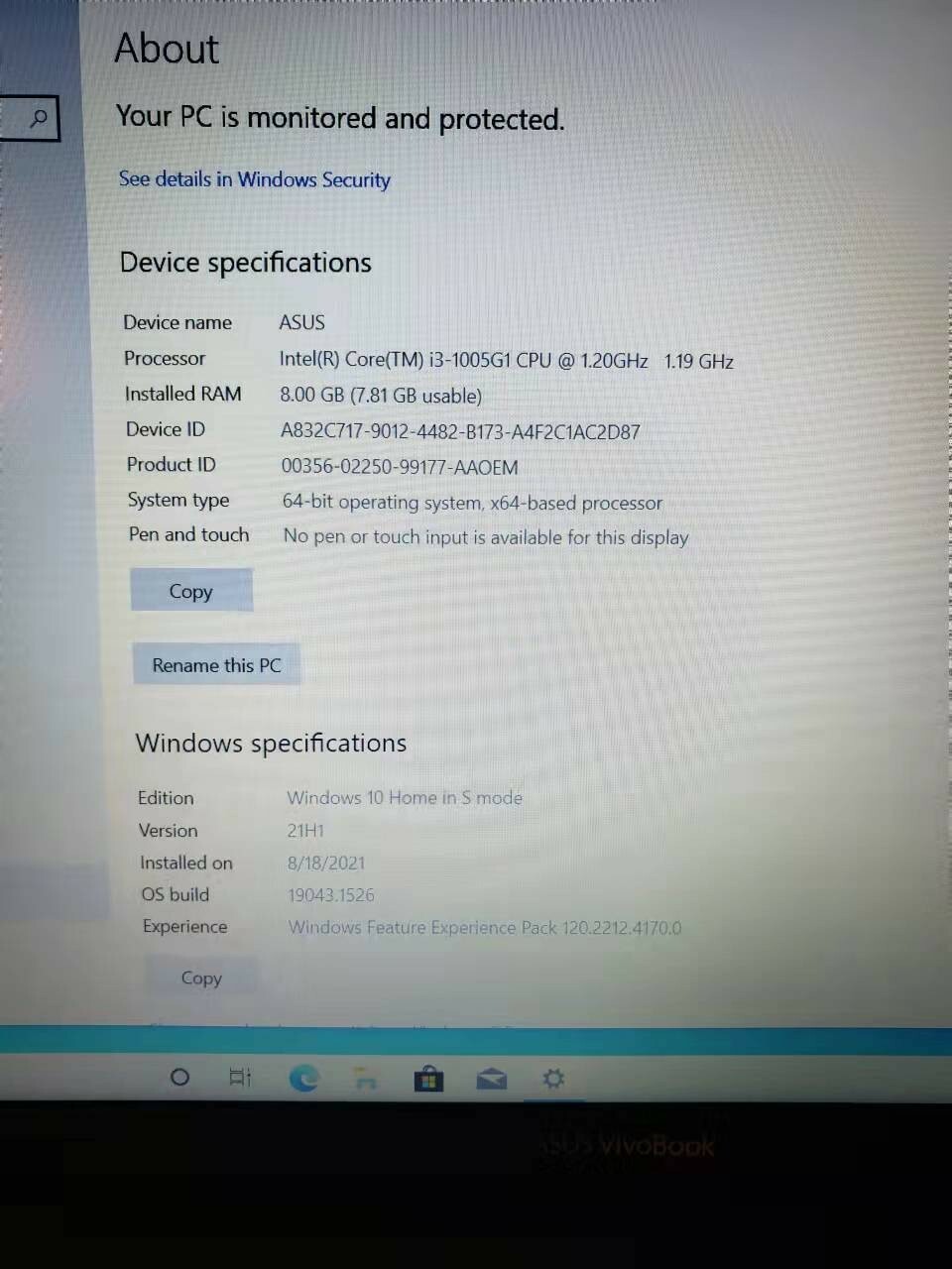 New 2021 Asus VivoBook F512JA-AS34 15.6″ FHD i3-1005G1/8GB/500GB/Backlit KB