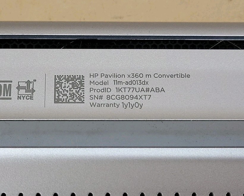 HP Pavilion x360, Intel Pentium N4200 @ 1.1GHz, 4GB RAM, 250GB SSD, Win 10