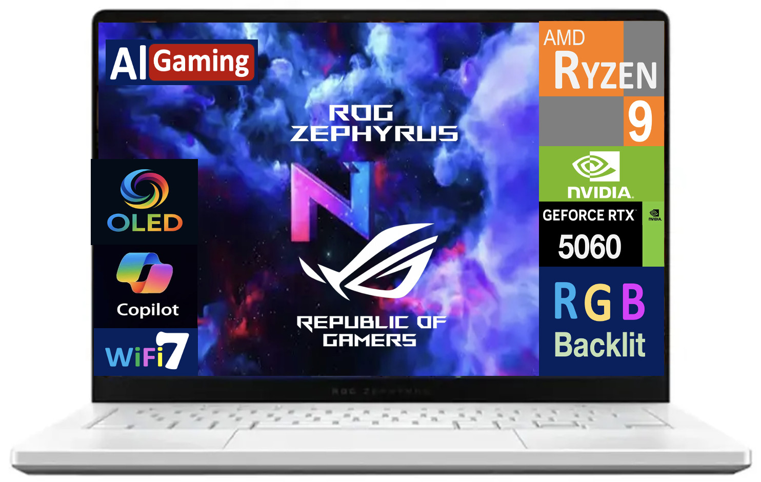 ASUS ROG Zephyrus 14″ 2880×1800 Ryzen 9 270 16GB RAM 1TB SSD RTX 5060 Win 11 Pro