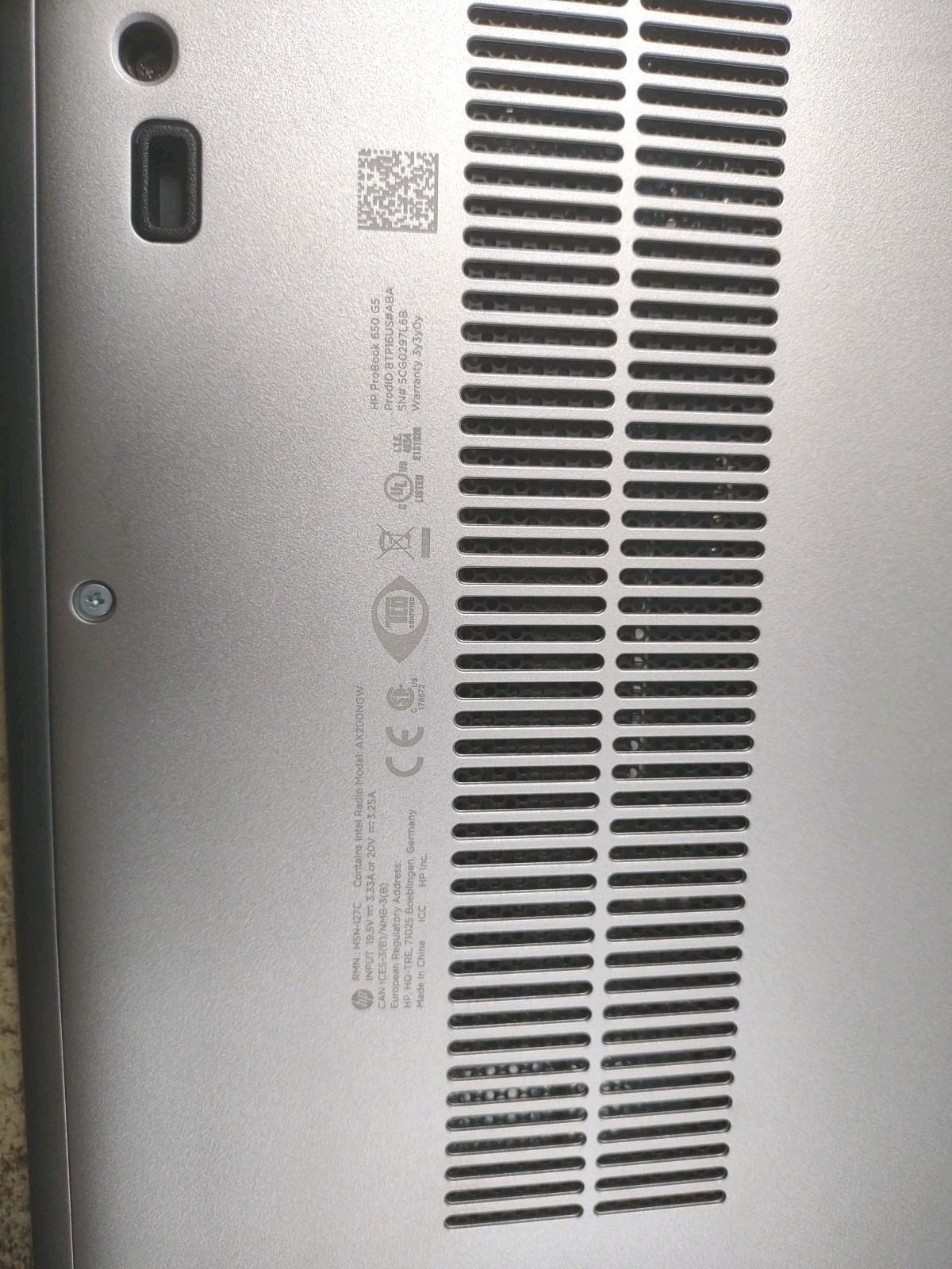 HP Probook 650 G5 Laptop W/ Intel i3-8145U 2.10GHz, 16GB, 256GB.