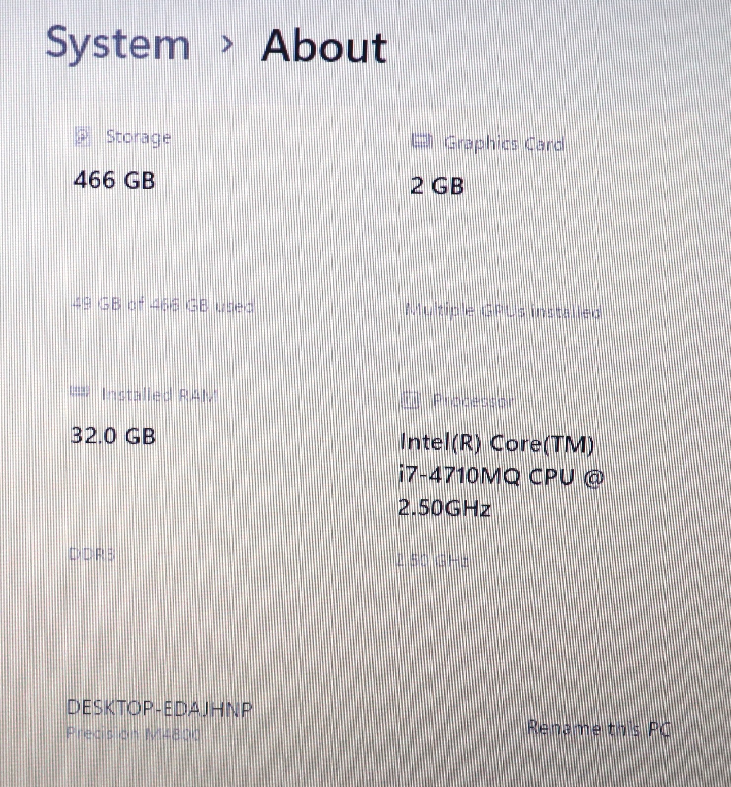 Dell Precision M4800 Intel i7 core 2.5GHz 32GBRAM 500GB SSD Win11 eSata HDMI DVD