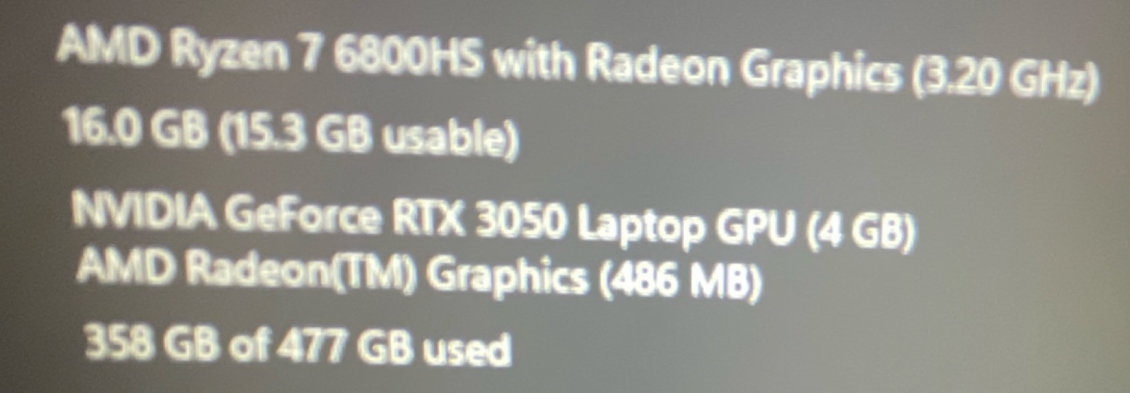 ASUS ROG 15 G713RC Gaming Laptop Ryzen 7 6800HS 16GB 477GB SSD RTX 3050