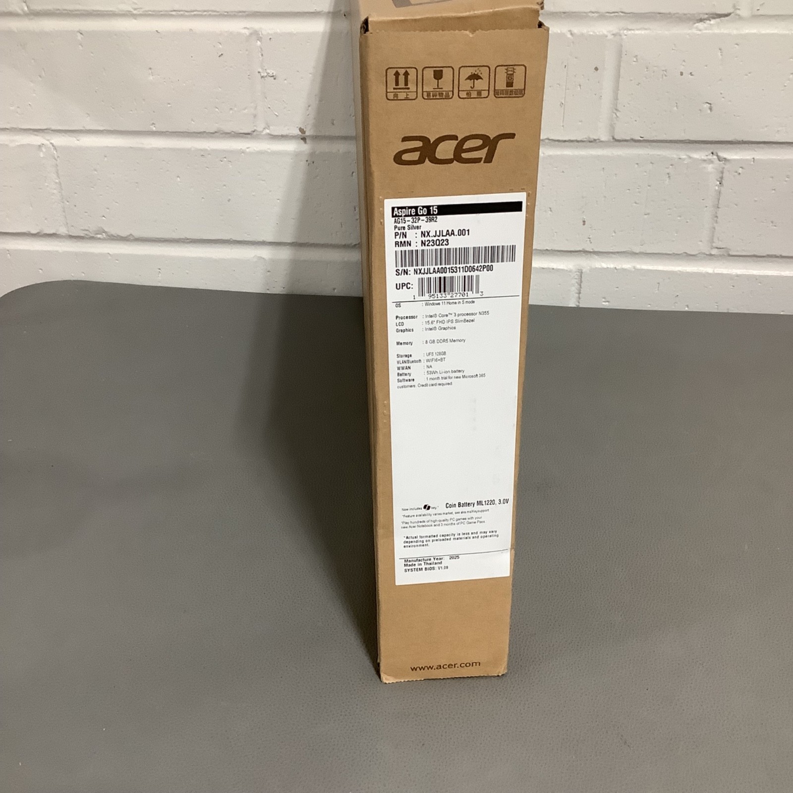 Acer Aspire Go 15 AG15-32P-39R2 Intel Core 3 N355 8GB RAM 128GB SSD-Pure Silver