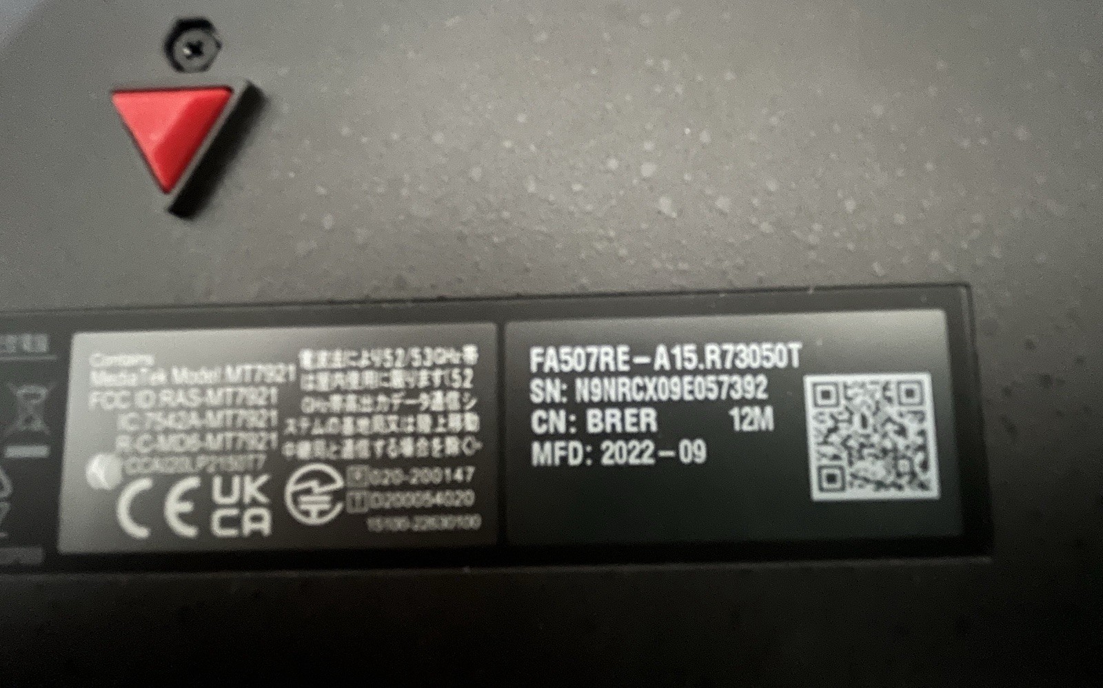 ASUS Laptop Tuf Gaming A15 FA507RE 15.3″ Ryzen 7 6800H RTX 3050 Ti no ram/ssd