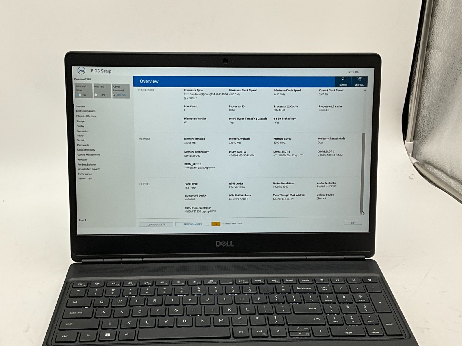 DELL Precision 7560 i7-11850H 2.50g 32GB 1TB T1200 15.6″ WIN11 Laptop BMJ67M3