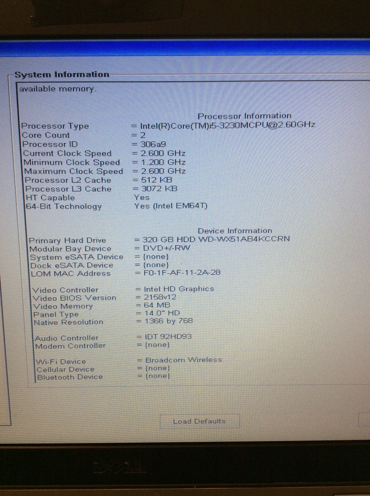Dell Latitude E6430 14″ Laptop i5-3230M 2.60Ghz w/320GB HD, 8Gb Ram, No Battery
