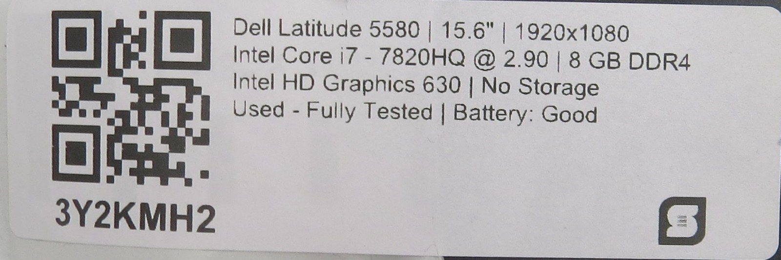 Dell Latitude 5580 | i7-7820GQ @ 2.90GHz | 8GB DDR4 | No HDD/OS