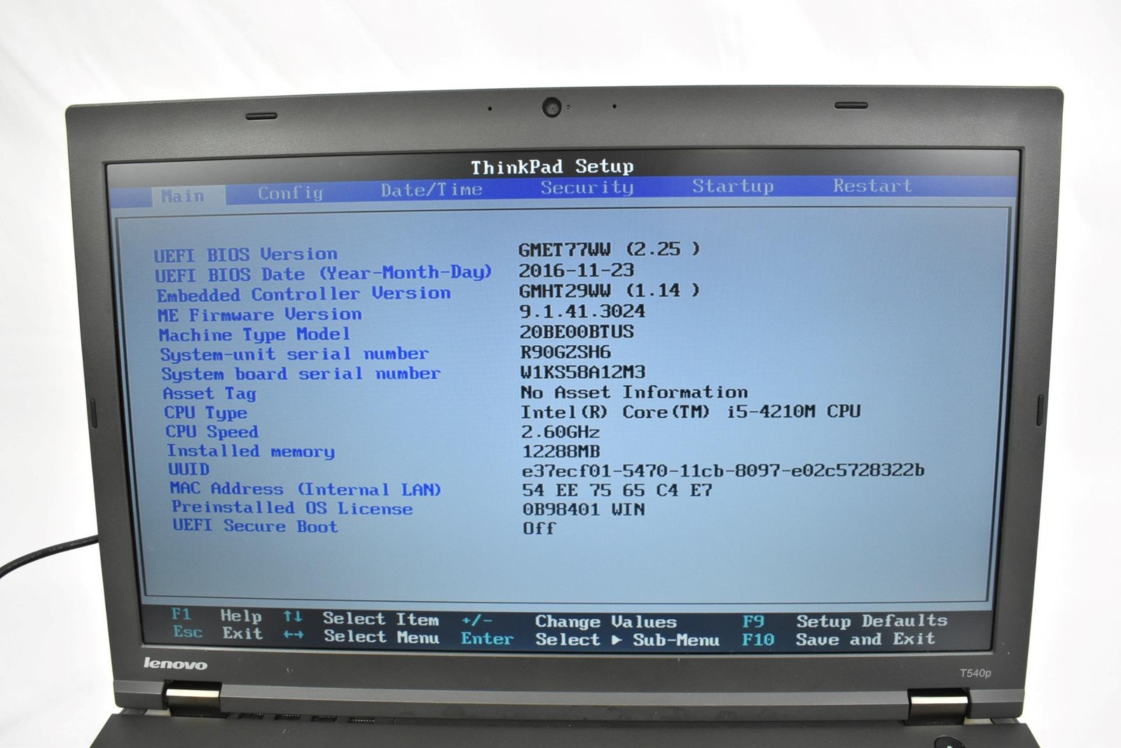 Lenovo Thinkpad T540p Laptop i5-4210M 2.6GHz 12GB 256GB SSD DVDRW No OS 15.6″