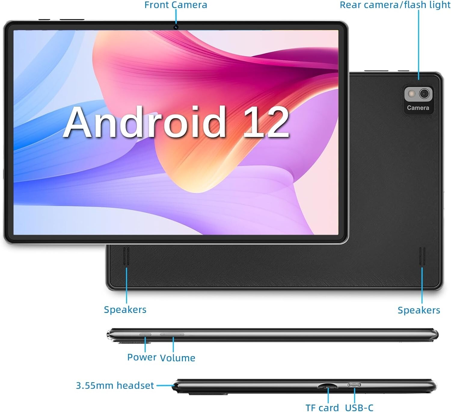 SGIN Tablet 10.1 inch, Android 12 Tablets with Octa Core, 8GB RAM+128G *SEE PICS