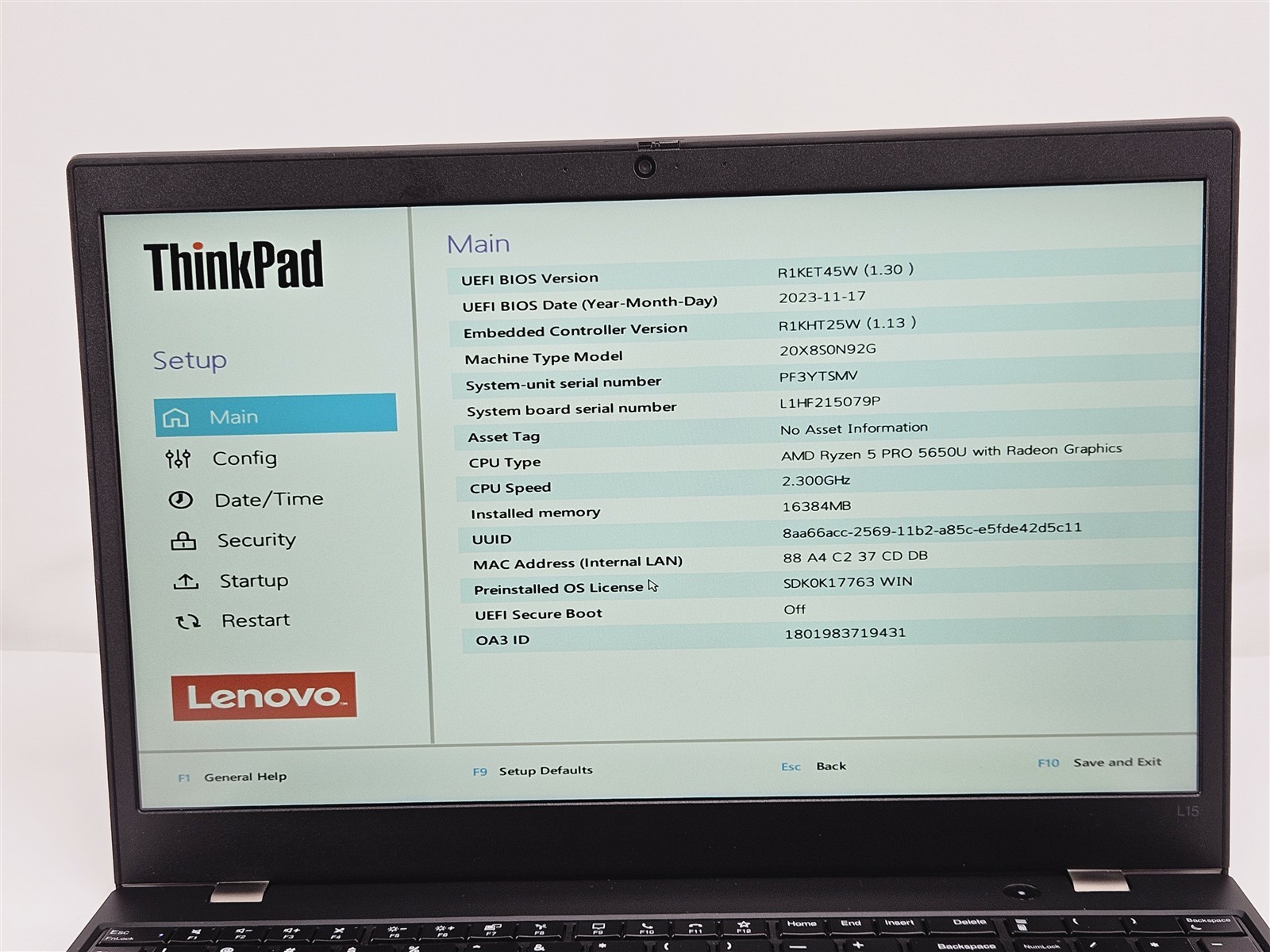 Lenovo 15.6″ ThinkPad L15 Gen 2 AMD Ryzen 5 Pro 5650U 512GB SSD 16GB Win11 Home