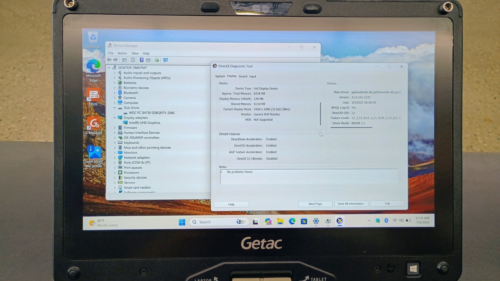 Getac V110G6 Quad Core i5-10210U 1.60GHz – 256GB SSD – 16GB – Win 11 Pro