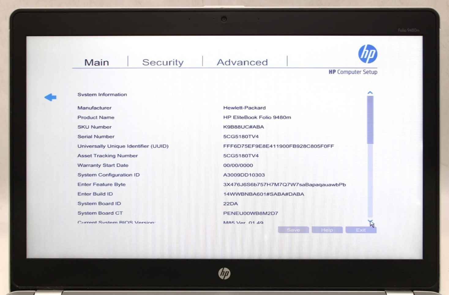 HP EliteBook Folio 9480m-i5-4310U@2.0GHz-8GB DDR3-NO STORAGE OR OS*USED/TESTED*