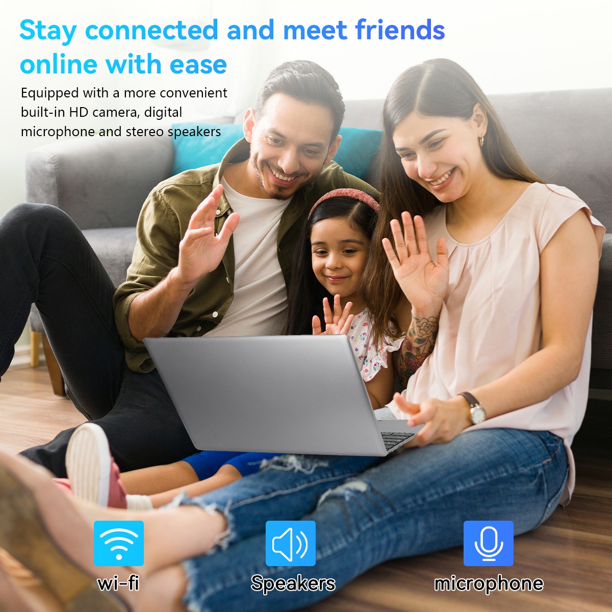 15.6 inch Laptop 16GB+512GB Windows 11 Computers 2.4G/5G WiFi Bluetooth Type-C