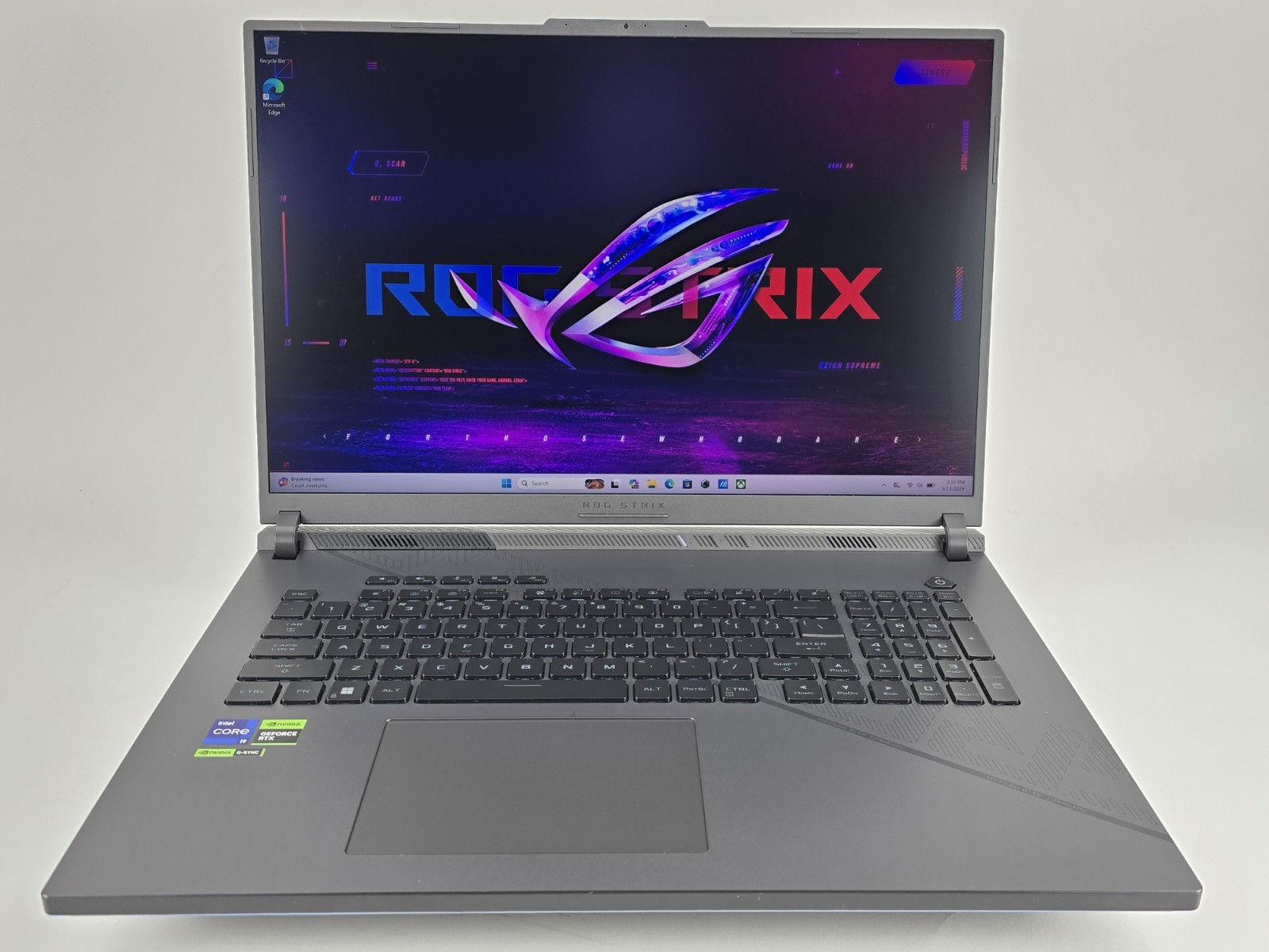 ASUS ROG Strix G18 QHD+ 240Hz (Core i9-14900HX, 32GB, 2TB SSD, RTX 4080) – Used