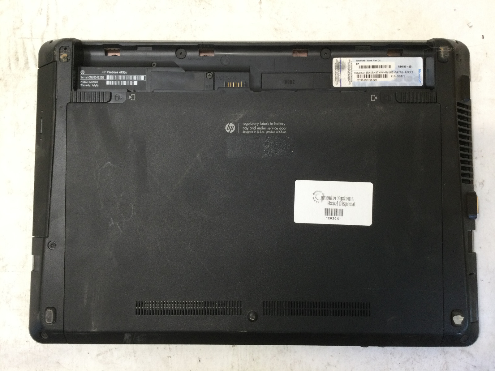 HP PROBOOK 4430S – FOR PARTS – INTEL CORE I5 – NO RAM – READ DESCRIPTION – BB!!!