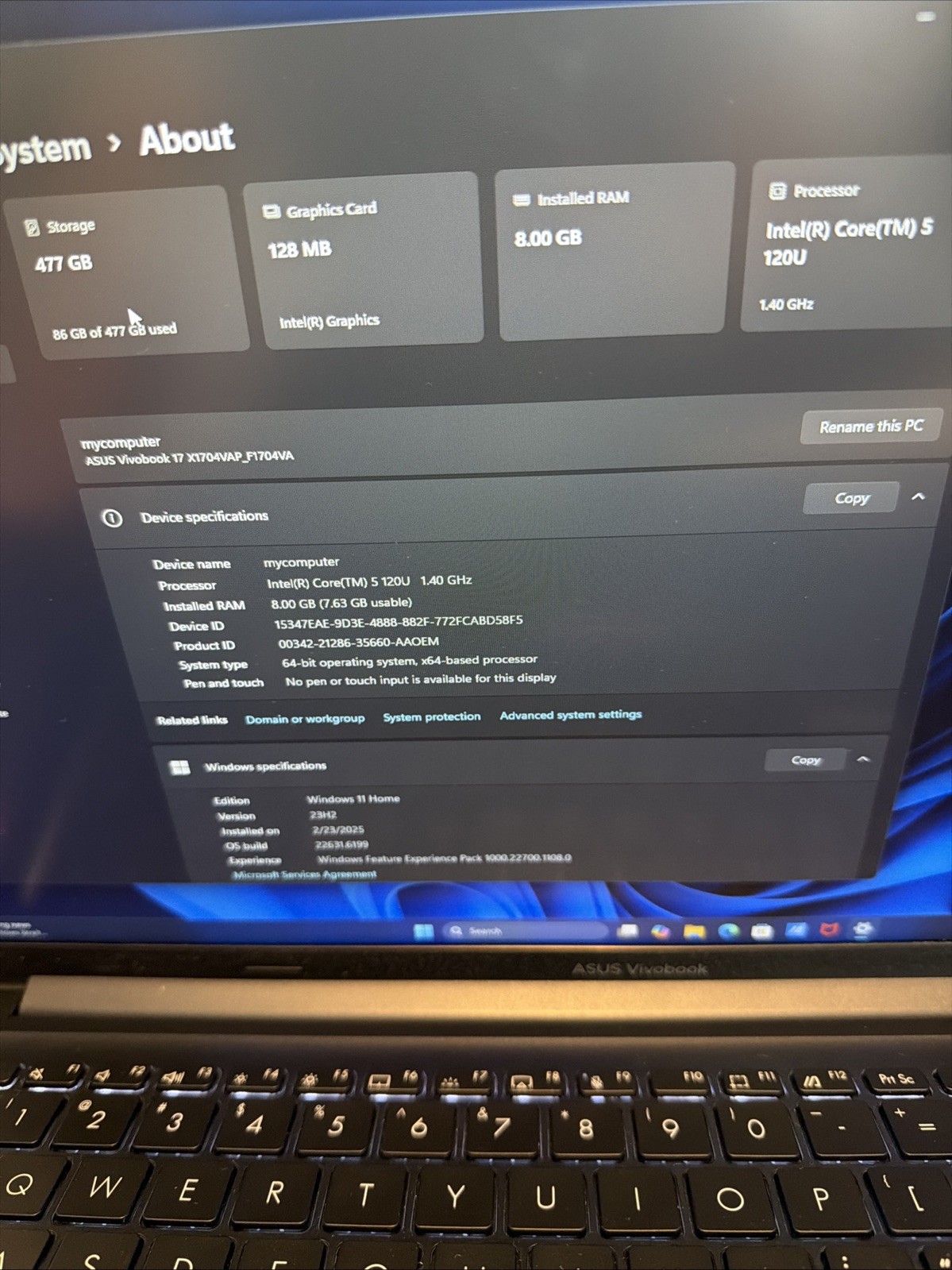 ASUS Vivobook 17 F1704V 17.3″ i5-120U 1.4GHz 8GB 512GB SSD Windows 11 Home