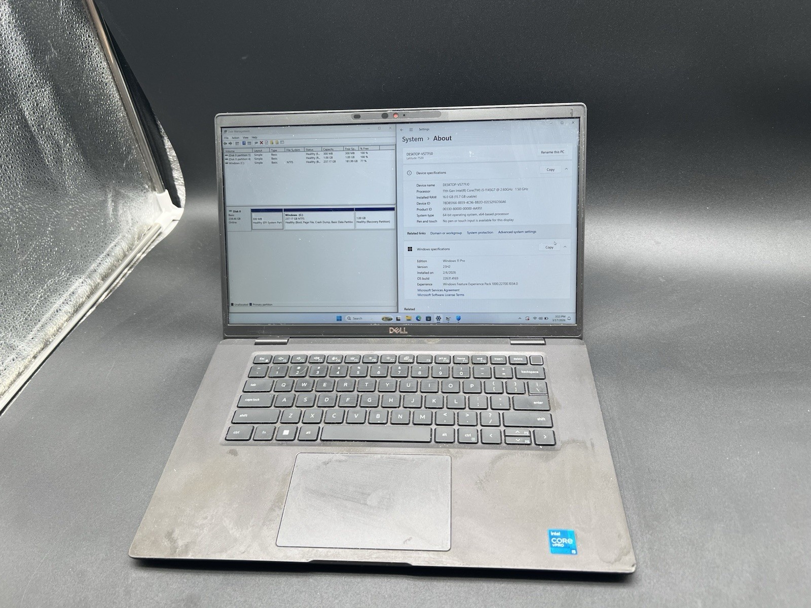 Dell Latitude 7520 15.6″ Intel i5-1145G7 2.6GHz 16GB RAM 256GB NVMe NVMe Win11P