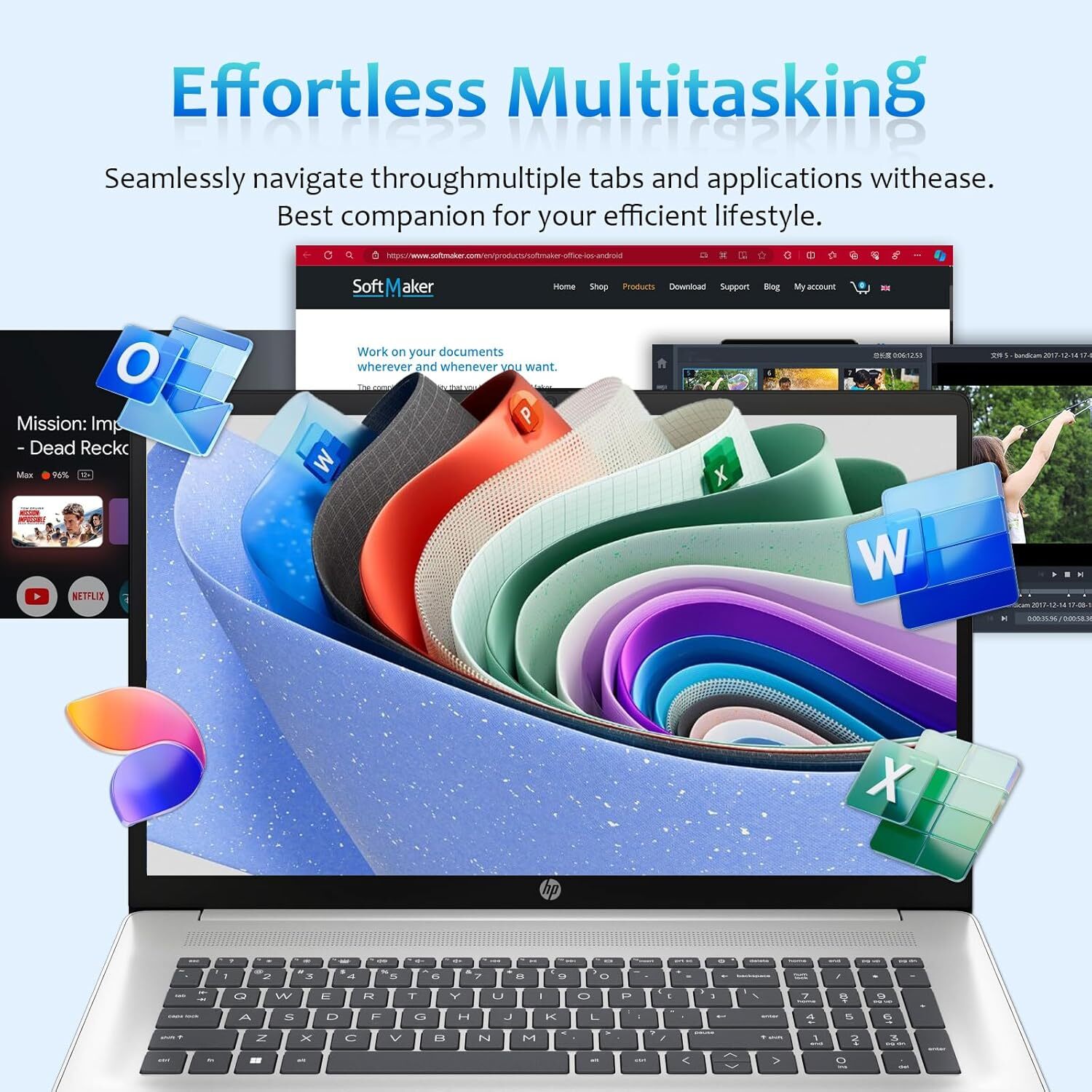 HP 17.3″Touch HD+ 250 nits Laptop,10Core i7-1355U,UpTo 64 2TB SSD Fingerprint