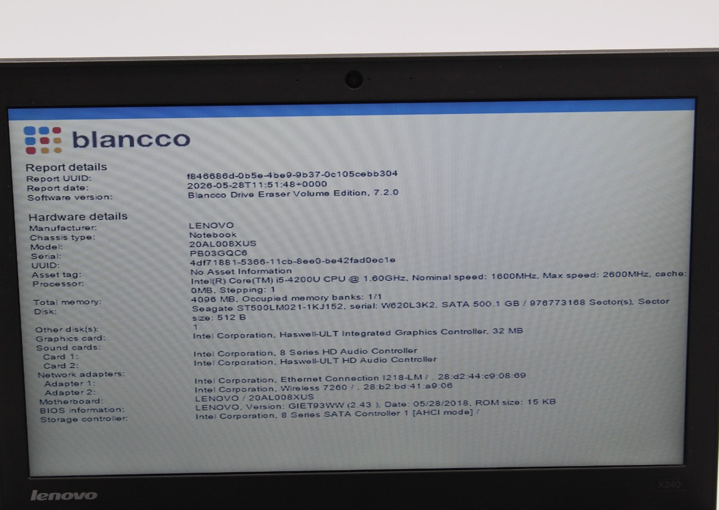 Lenovo ThinkPad X240 12.6in 16 GB SSD 4 GB RAM i5-4200U No OS