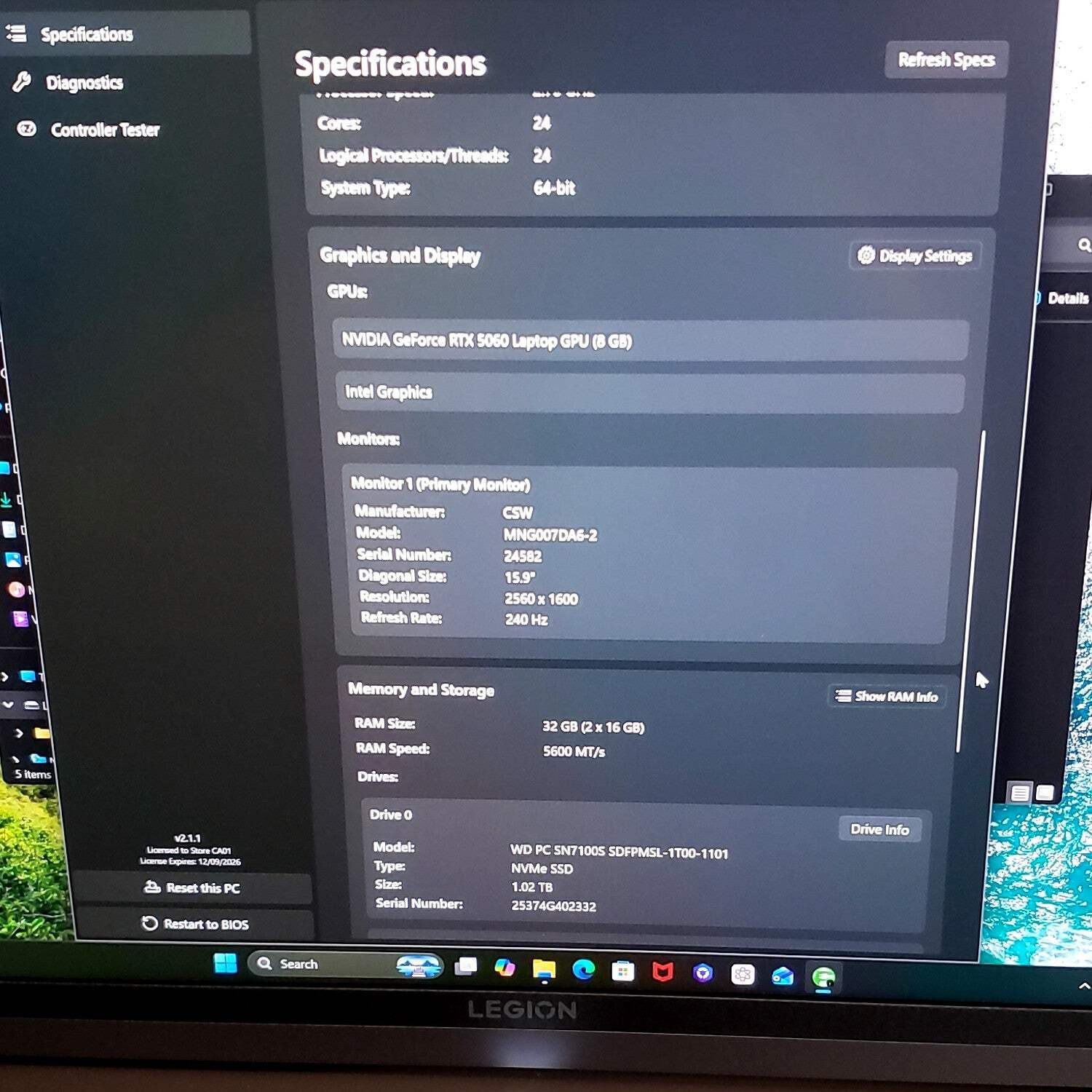 Lenovo Legion 5i Gen 15.1 Core Ultra 9 275HX 270 32GB 1TB SSD GeForce RTX 5060