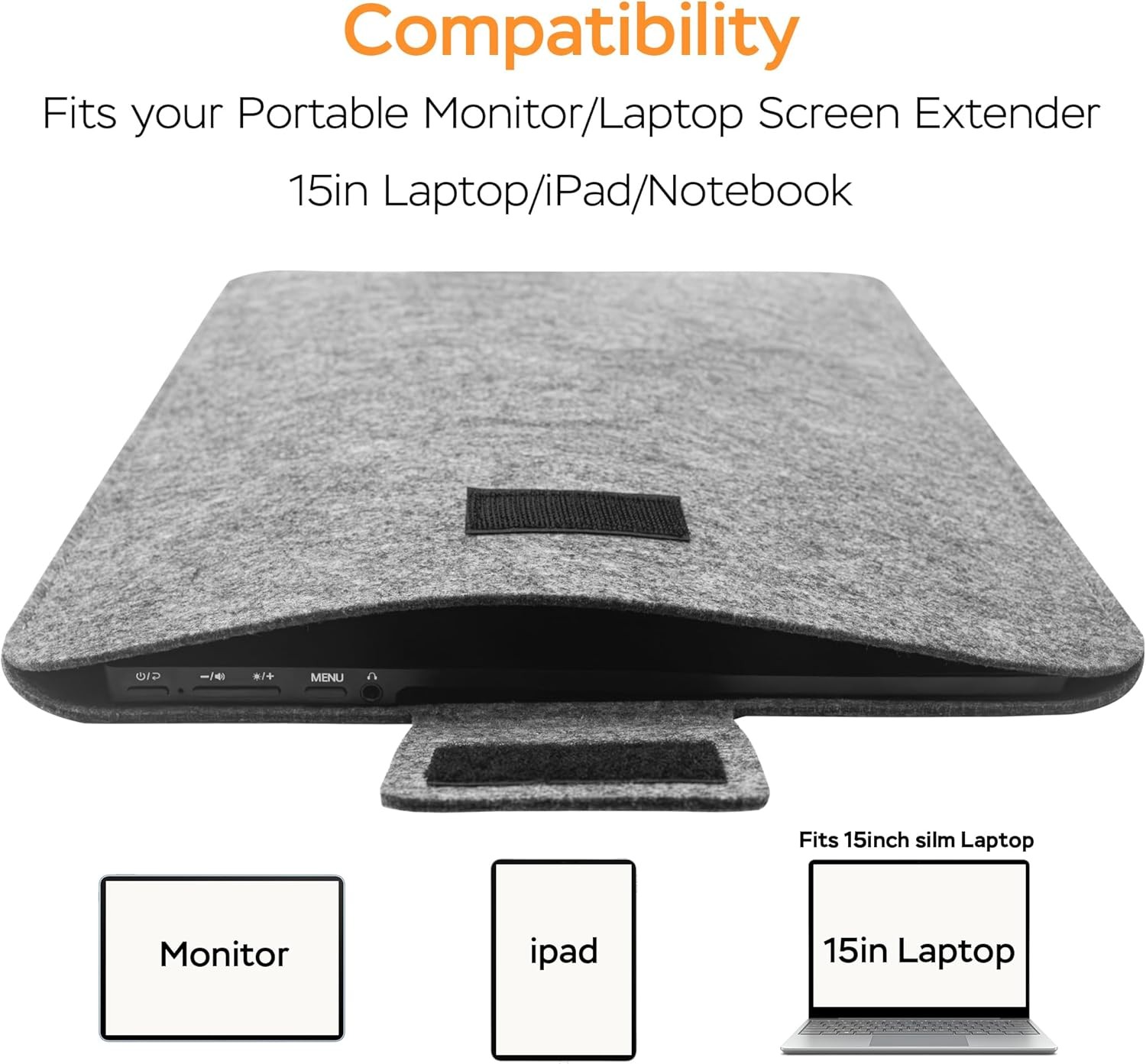 18.5 Inches Portable Monitor Sleeve Case for Sceptre Kado MNN KYY InnoView Yxk