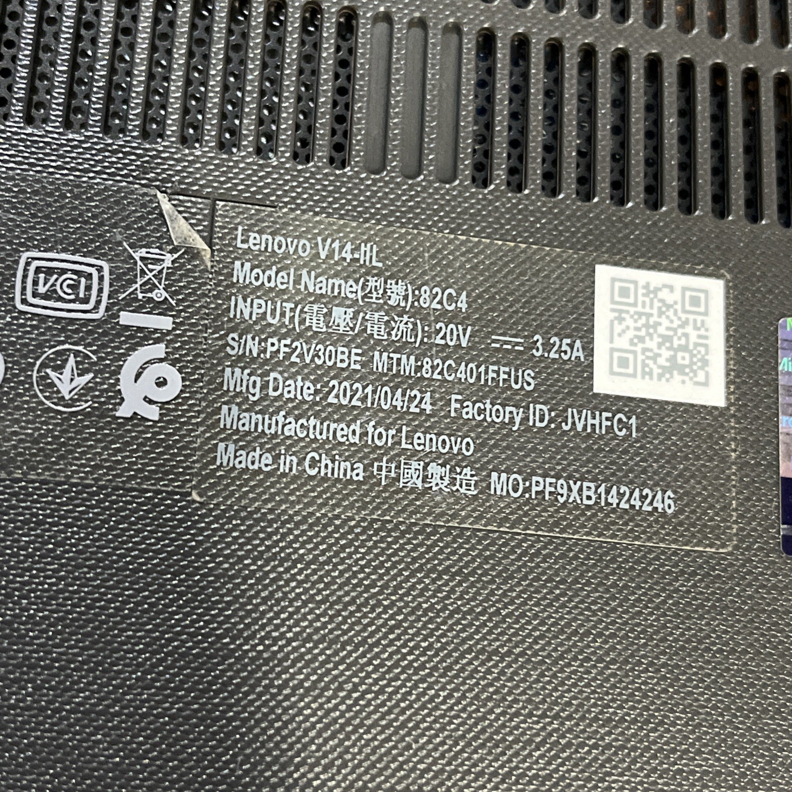 LENOVO V14-I IL INTEL CORE I3-1005G1 1.20GHZ 8GB RAM NO HD ,
