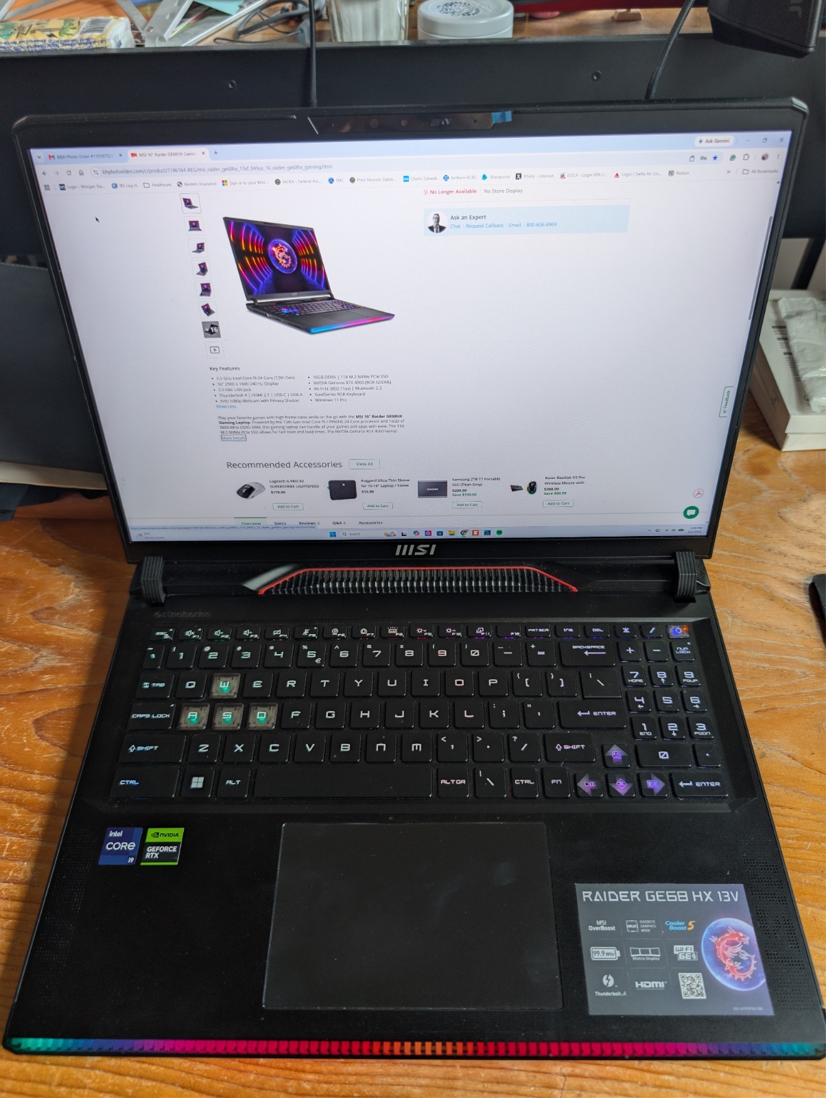 MSI Raider GE68 HX Gaming Laptop. i9-13950HX, 16GB 5600mhz DDR5, NVIDIA RTX4060