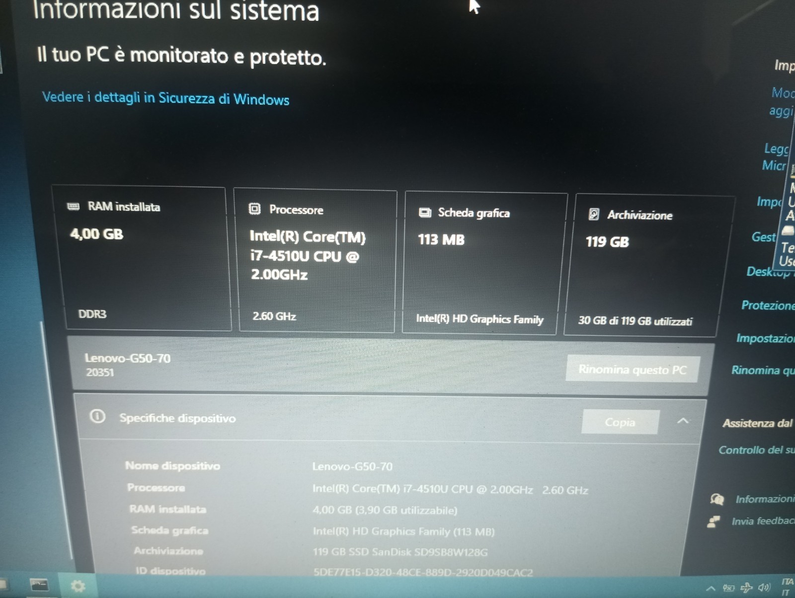 Lenovo G50-70 Notebook Laptop, Intel i7, 4GB RAM