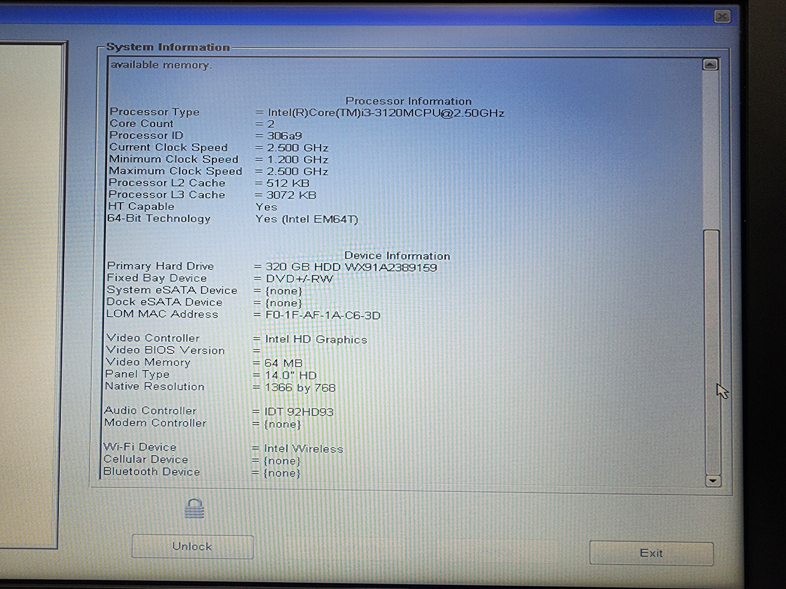 Dell Latitude E5430 Intel i3-3120M 2.5GHz 4GB RAM 320GB HDD Win10Pro