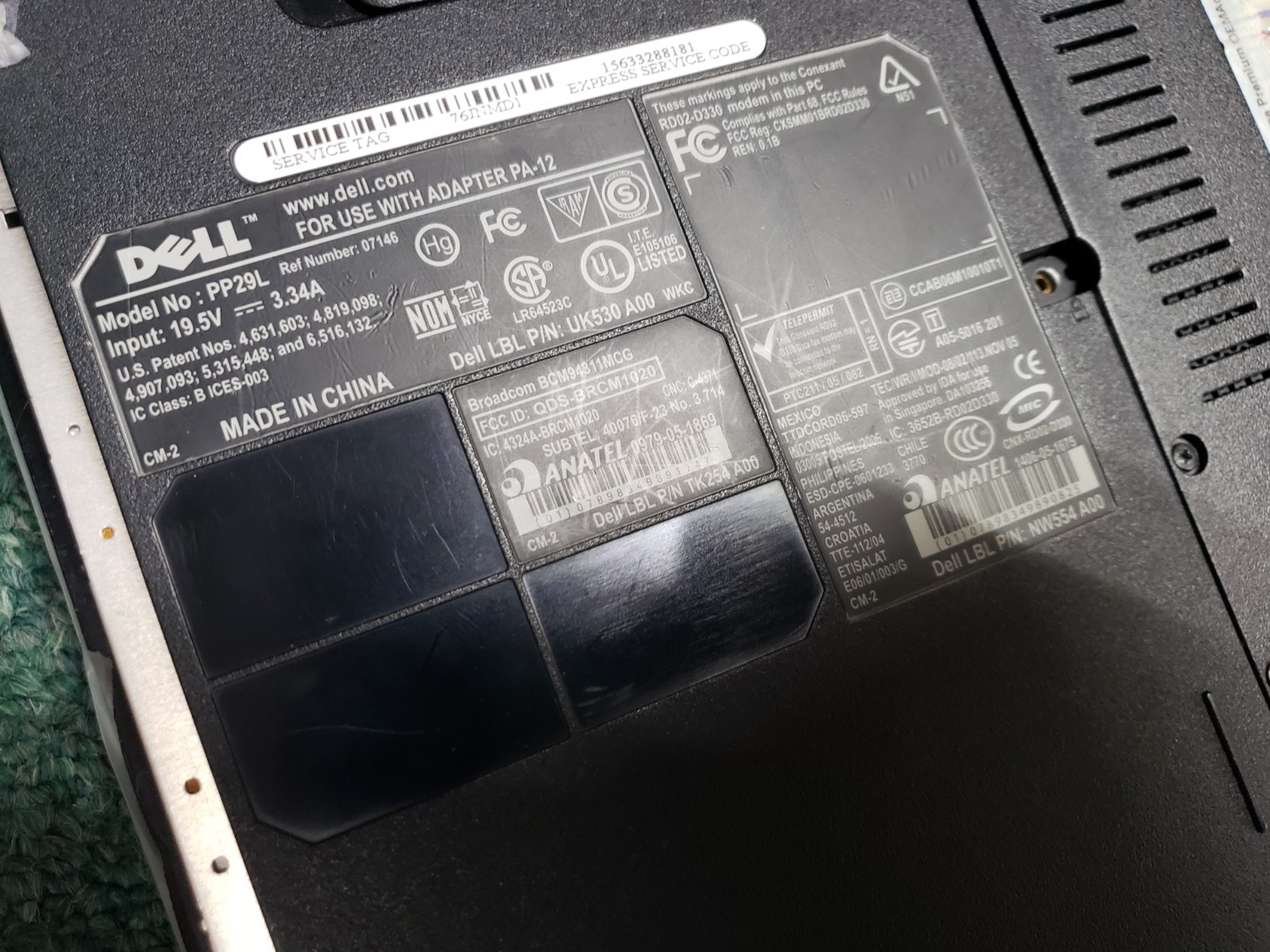 Dell Inspiron 1525 PP29L and PP20L laptops for parts or gold recovery