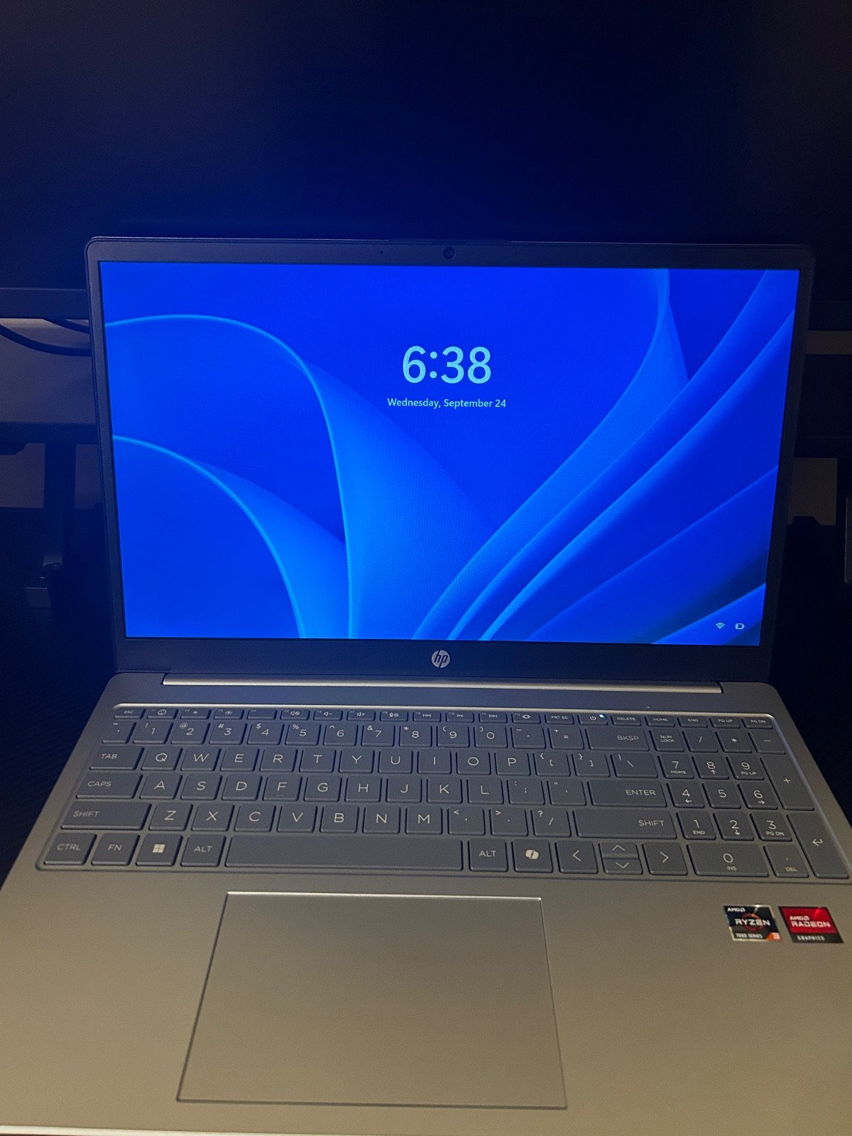 HP 15.6-inch laptop, HD touch screen, AMD Ryzen 3 7320U, 8 GB of RAM, 128 GB SSD