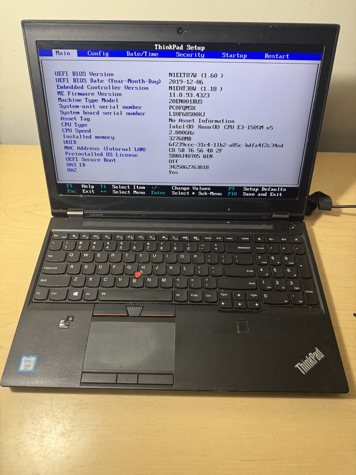 Lenovo ThinkPad P50 Xeon E3-1505M v5 32GB 15.6″ FHD Quadro M2000M – NO HDD